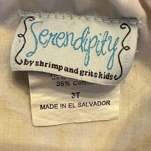 Serendipity By Shrimp & Grits Tie Back Bubble Romper Size 3T - Picture 3 of 3